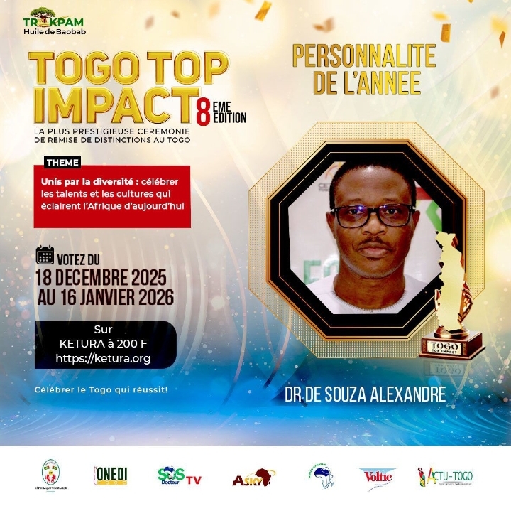 Togo Top Impact : Dr Alexandre de Souza en lice pour le titre de Personnalité de l’année